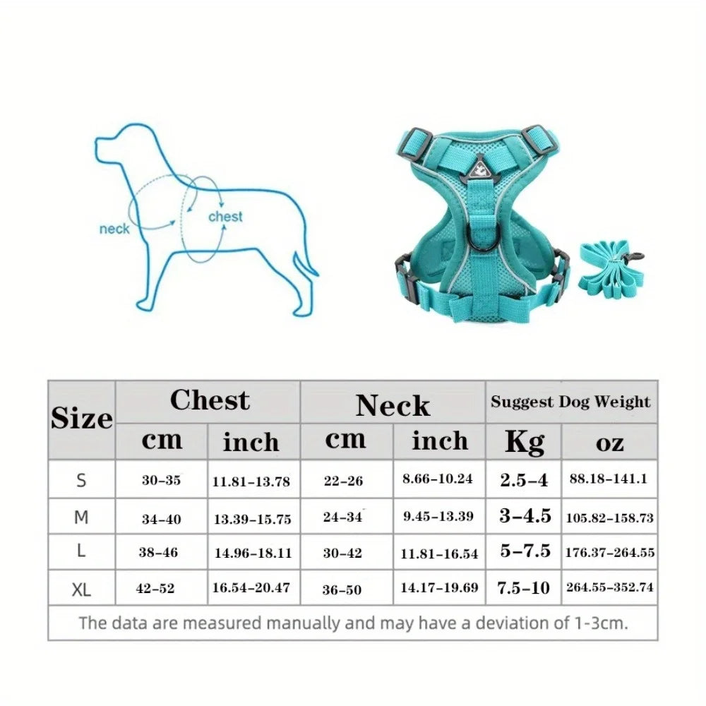 Harnais Anti-Traction Réfléchissant pour Chien avec Laisse